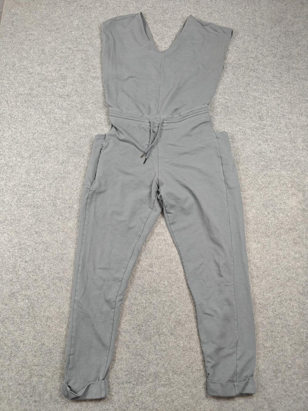 Patagonia Jumpsuit Womens Medium Gray One-Piece V Neck Short Sleeve Pockets